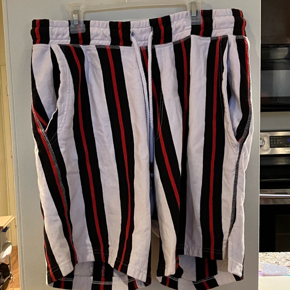 Striped Sweatpant Shorts Drawstring Waist Free Planet